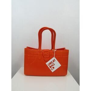NWT Great Bag Co Model M. Topaz Bright Orange Tote Bag Molded Rubber